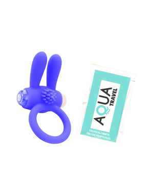 Anneau Vibrant Rabbit Bleu Silicone  1 dosette de lubrifiant — Pocket Pleasure