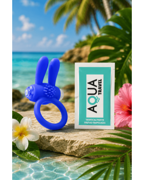 Anneau Vibrant Rabbit Bleu Silicone  1 dosette de lubrifiant — Pocket Pleasure
