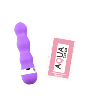 Mini Vibromasseur violet ondulés Pocket Pleasure  1 dosette de lubrifiant