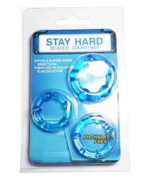 Pack 3 cockring bleus avec billes 