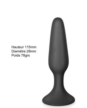 Plug anal noir 11.5cm avec ventouse