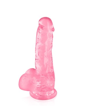 Gode jelly rose ventouse taille M 17.5cm