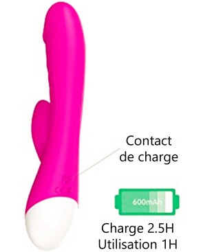 Vibromasseur rabbit rose 10 programmes USB