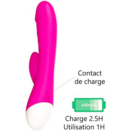 Vibromasseur rabbit rose 10 programmes USB
