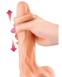 Gode réaliste veiné ventouse va-et-vient prépuce testicules billes mouvantes 20 cm Gode réaliste veiné ventouse va-et-vient prépuce testicules billes mouvantes 20 cm