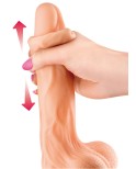 Gode réaliste veiné ventouse va-et-vient prépuce testicules billes mouvantes 18.5cm Gode réaliste veiné ventouse va-et-vient prépuce testicules billes mouvantes 18.5cm