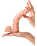 Gode réaliste veiné avec testicules et ventouse 21cm Gode réaliste veiné avec testicules et ventouse 21cm