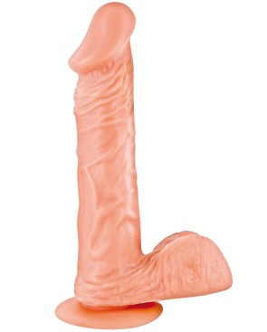 Gode réaliste veiné avec testicules et ventouse 18cm 
