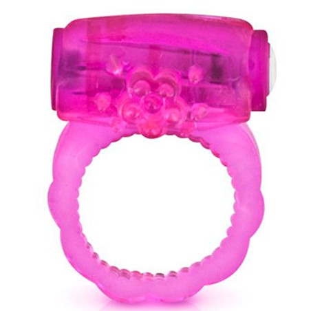 Cockring rose vibrant avec stimulation du clitoris 