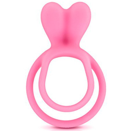 Double cockring rose avec stimulateur de clitoris 