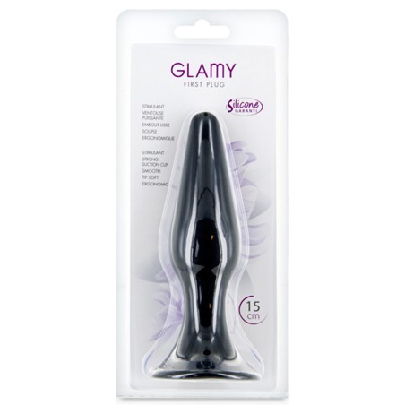 Plug anal noir 15cm avec ventouse