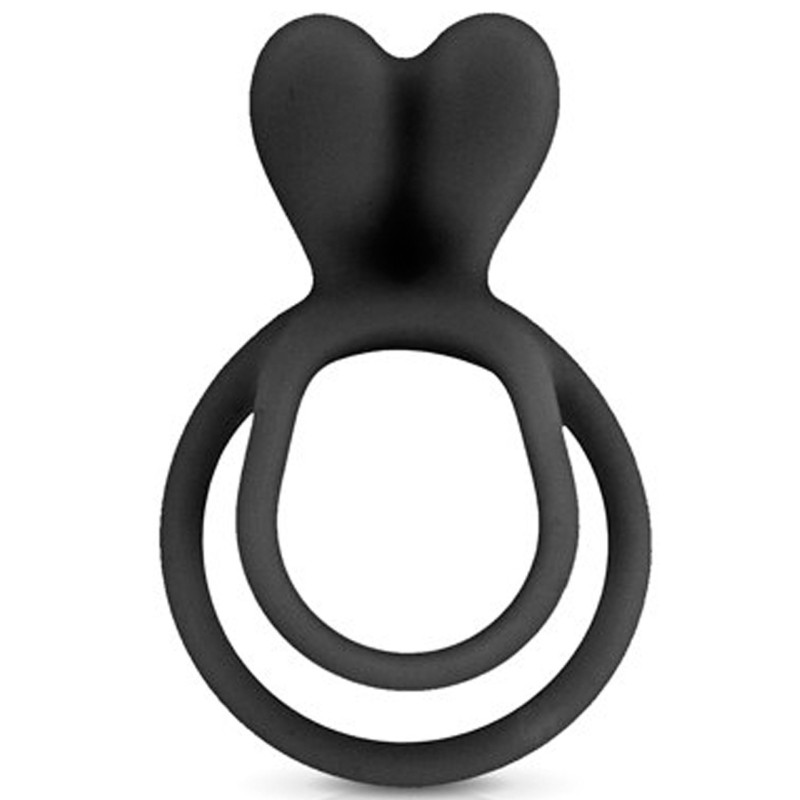 Double cockring noir avec stimulateur de clitoris Double cockring noir avec stimulateur de clitoris