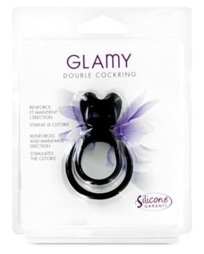 Double cockring noir avec stimulateur de clitoris 