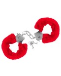 Menottes fourrure rouges de poignets avec sécurité Menottes fourrure rouges de poignets avec sécurité