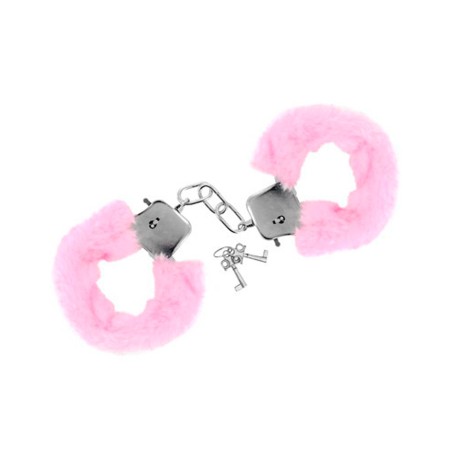 Menottes fourrure roses de poignets avec sécurité 