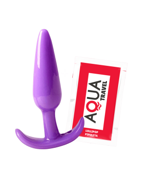 Plug anal violet souple base évasée Pocket Pleasure 1 dosette de lubrifiant