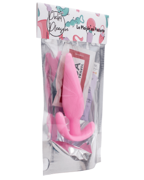 Plug anal rose souple base évasée Pocket Pleasure 1 dosette lubrifiant