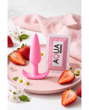 Plug anal rose souple base évasée Pocket Pleasure 1 dosette lubrifiant