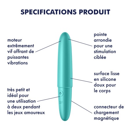 Vibromasseur turquoise USB Ultra Power Bullet 6 Satisfyer