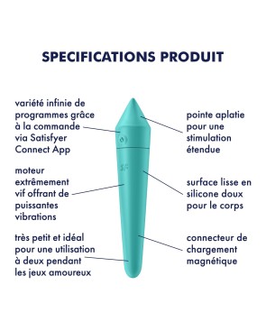 Vibromasseur connecté turquoise USB Ultra Power Bullet 8 Satisfyer