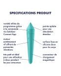 Vibromasseur connecté turquoise USB Ultra Power Bullet 8 Satisfyer Vibromasseur connecté turquoise USB Ultra Power Bullet 8 Satisfyer