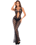 Combinaison/robe ajourée en dentelle noire Combinaison/robe ajourée en dentelle noire