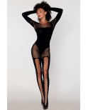 Bodystocking manches longues effet body et bas noir Bodystocking manches longues effet body et bas noir