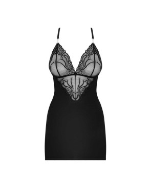 828-CHE-1 Nuisette et String - Noir