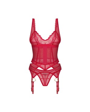 Cupide Desir corset et string - Rouge
