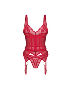 Cupide Desir corset et string - Rouge