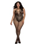 Bodystocking Grande taille résille dans un style Body avec magnifique décolleté à lanières Bodystocking Grande taille résille dans un style Body avec magnifique décolleté à lanières