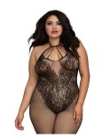 Bodystocking Grande taille résille dans un style Body avec magnifique décolleté à lanières Bodystocking Grande taille résille dans un style Body avec magnifique décolleté à lanières