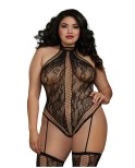 Combinaison Grande Taille dans un style Body string en dentelle avec des détails croisés Combinaison Grande Taille dans un style Body string en dentelle avec des détails croisés