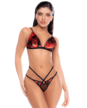Ensemble lingerie 3 pièces noir et rouge avec soutien-gorge, string et bandeau – Mapalé 80058 Ensemble lingerie 3 pièces noir et rouge avec soutien-gorge, string et bandeau – Mapalé 80058