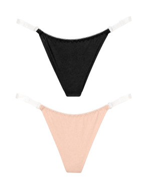 Lot de 2 strings invisibles sans coutures noir et nude - Mapalé