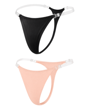 Lot de 2 strings invisibles sans coutures noir et nude - Mapalé