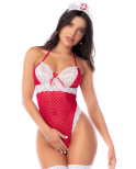 Body infirmière noir en maille et dentelle avec accessoire tête – Mapalé