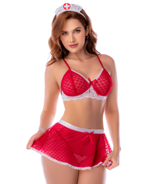 Ensemble infirmière lingerie noir avec jupe – Mapalé