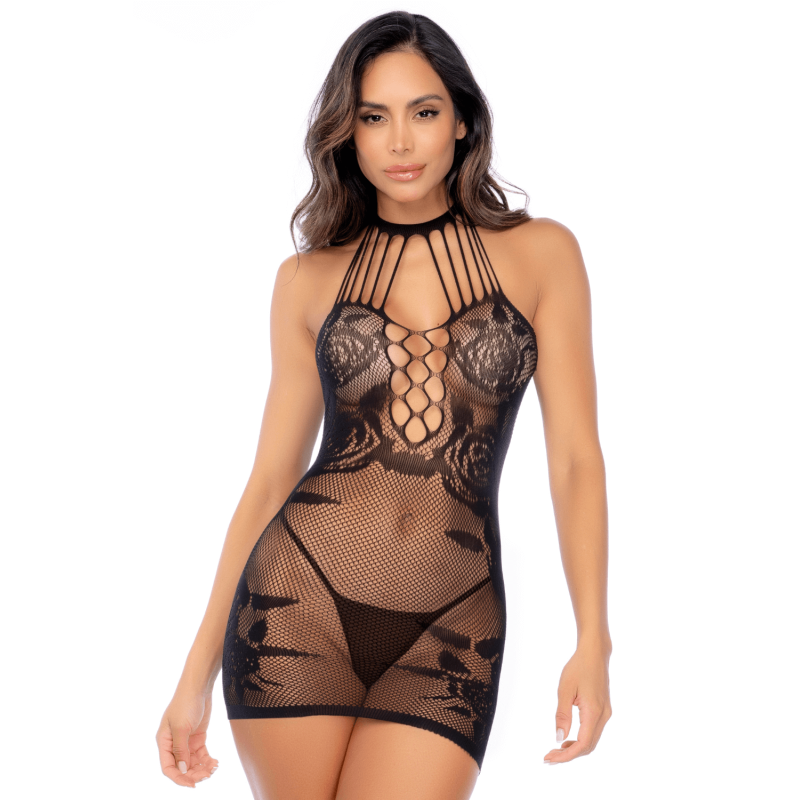 Robe en résille noire florale - Mapalé Robe en résille noire florale - Mapalé
