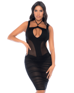 Robe noire semi transparente dos nu