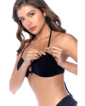 Bikini Bandeau Noir avec Anneau Central Bikini Bandeau Noir avec Anneau Central