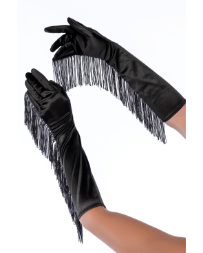 Une paire de gants noirs avec franges - Mapalé
