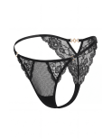 Tanga noir en dentelle avec bijou losanges dorés Tanga noir en dentelle avec bijou losanges dorés