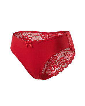 Culotte rouge en dentelle avec nœud en satin
