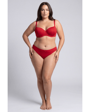 Culotte rouge en dentelle avec nœud en satin