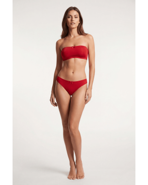 Culotte rouge en dentelle avec nœud en satin