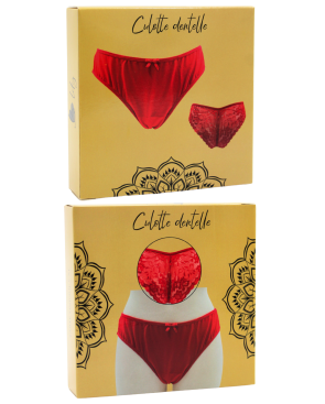 Culotte rouge en dentelle avec nœud en satin
