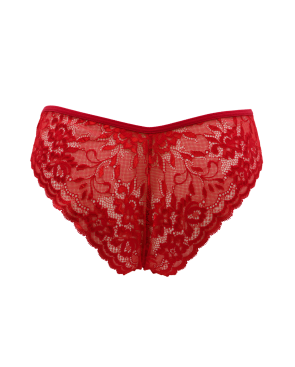 Culotte rouge en dentelle avec nœud en satin