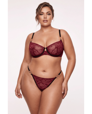 String bordeaux avec anneaux détachables