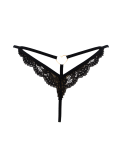 String noir en dentelle avec bijou cœur doré String noir en dentelle avec bijou cœur doré